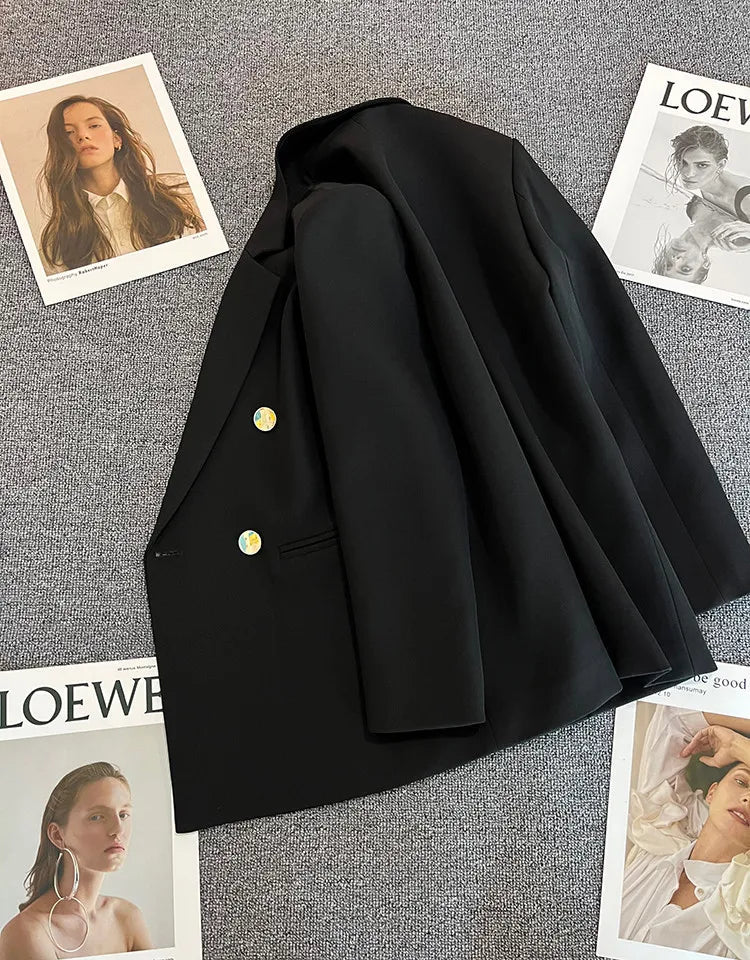 Autumn Blazer Elegant Women's Jacket Chic Casual Double Breasted Suit Korean Winter Fashion Coats Slim Fit Office Lady Outwear
