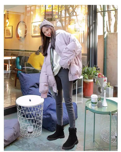 2026 New Winter Women's Snow Boots Trendy Mid Top Plush Thickened Warm Cotton Shoes Leather Wool Integrated Winter Women's Boots