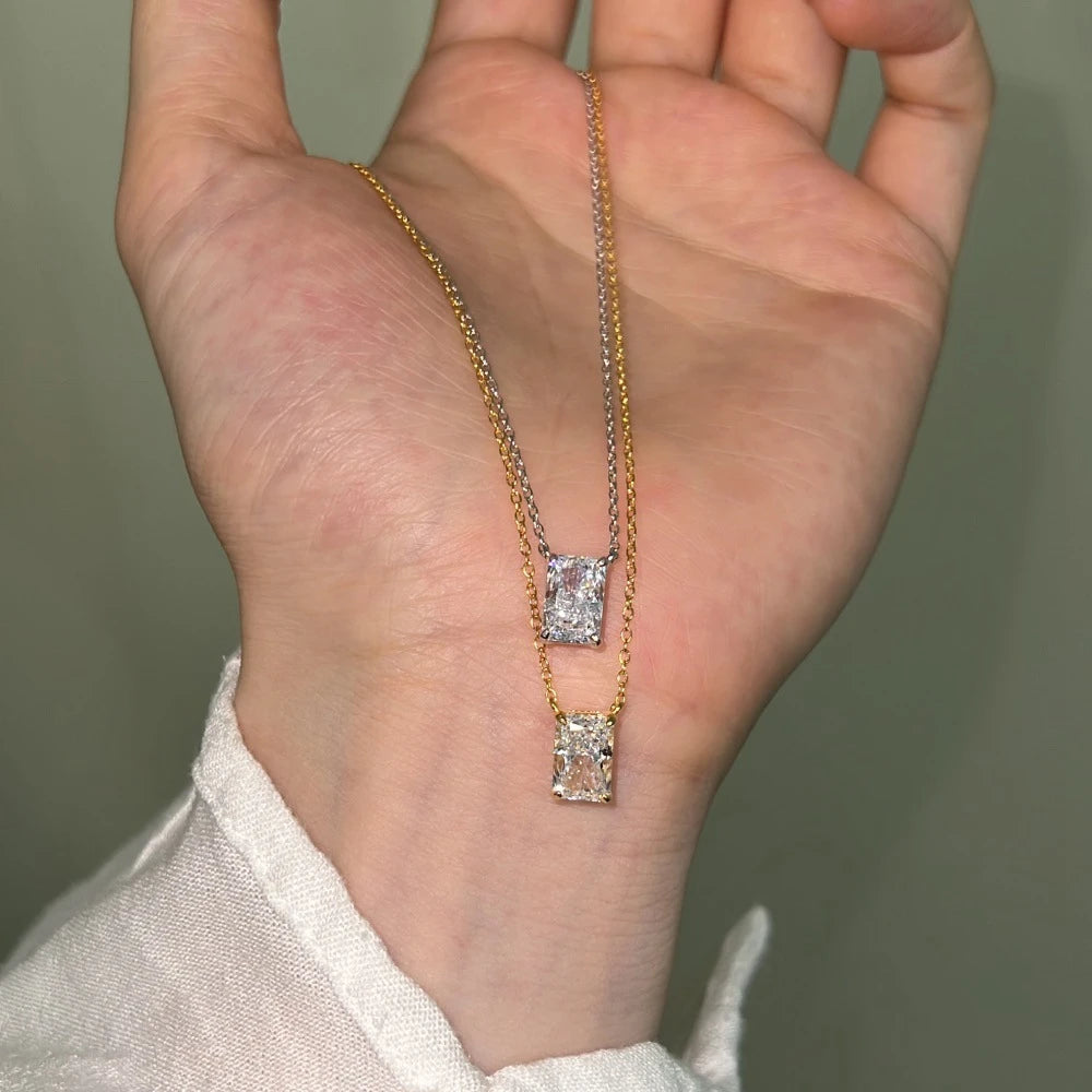 Vinregem Sparkling Crushed Ice Cut Lab Created Sapphire Gems Pendant Necklaces 100% 925 Sterling Silver Fine Jewelry Wholesale