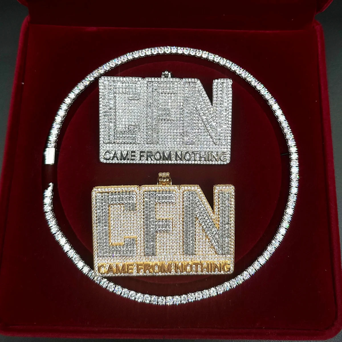 Aokaishen Pendant Iced Out Necklace for Men Came From Nothing Charms Bling Hip Hop Jewelry 2023 Trending
