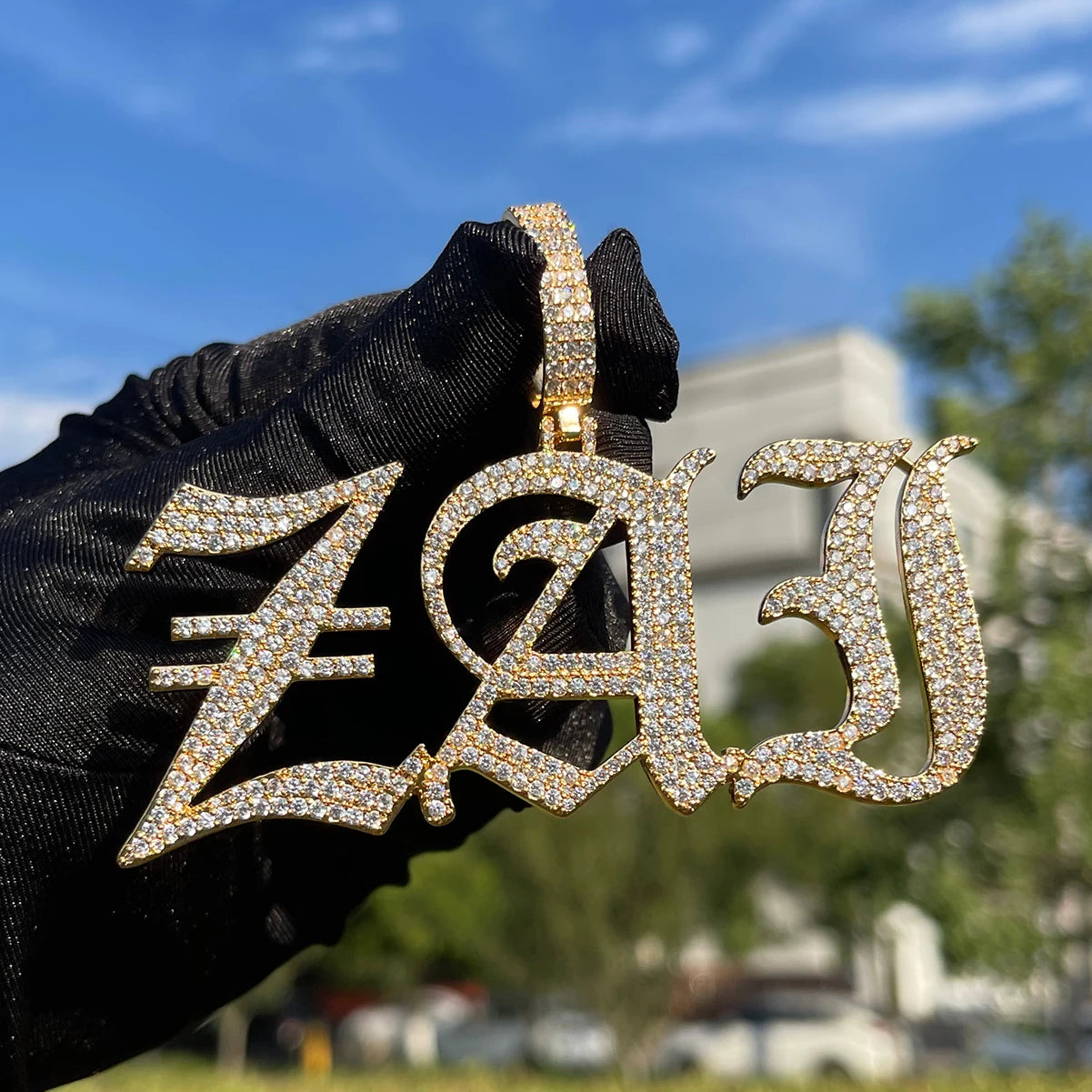 Bubble Letter Old Vintage English Font Customized Name Necklace for Women Personalized Cursive Pendant Hip Hop Jewelry