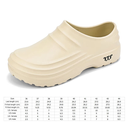 Summer Chef Shoes Thickened Work Loafers Non-slip Warm Lined Fishing Shoes Waterproof Unisex Garden Shoes for Men Women