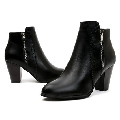 Ankle Boots Women's Fashion Coarse Heel Short Boots 43 Large Women's Shoe Size Side Zipper High Heel Boots Women Platform Boots
