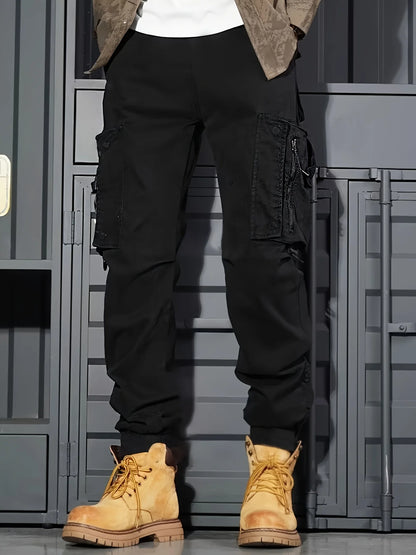 Work Pants Mens Casual Pants Elastic Waistband Oversized Pants With Multiple Pockets Loose Big Size Oversized Trousers