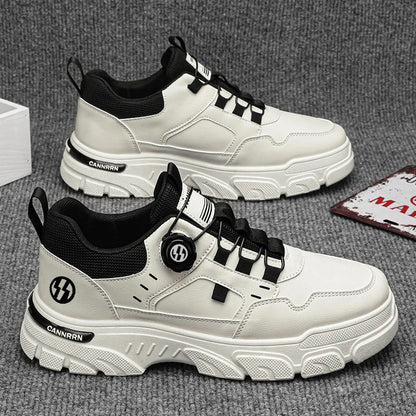 Autumn Men's Sneakers 2026 New Breathable Casual Shoes for Men Buttons Platform Vulcanzed Sneakers Shoes Non-slip Safety Shoes