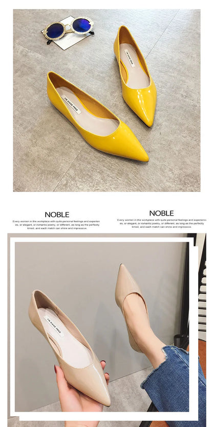 Flats Women's Shoes Yellow Net Brown Sugar Fruit Color Flat Shoes Shallow  Pointed Flat Heels Women's Shoes Large Size 43 44 45