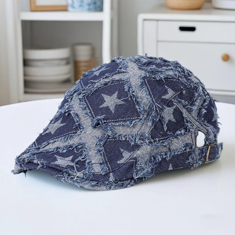 Vintage Plaid Wool Blend Ivy Cap for Women Men Retro Style Flat Cap Newsboy Hat with Adjustable Buckle Strap