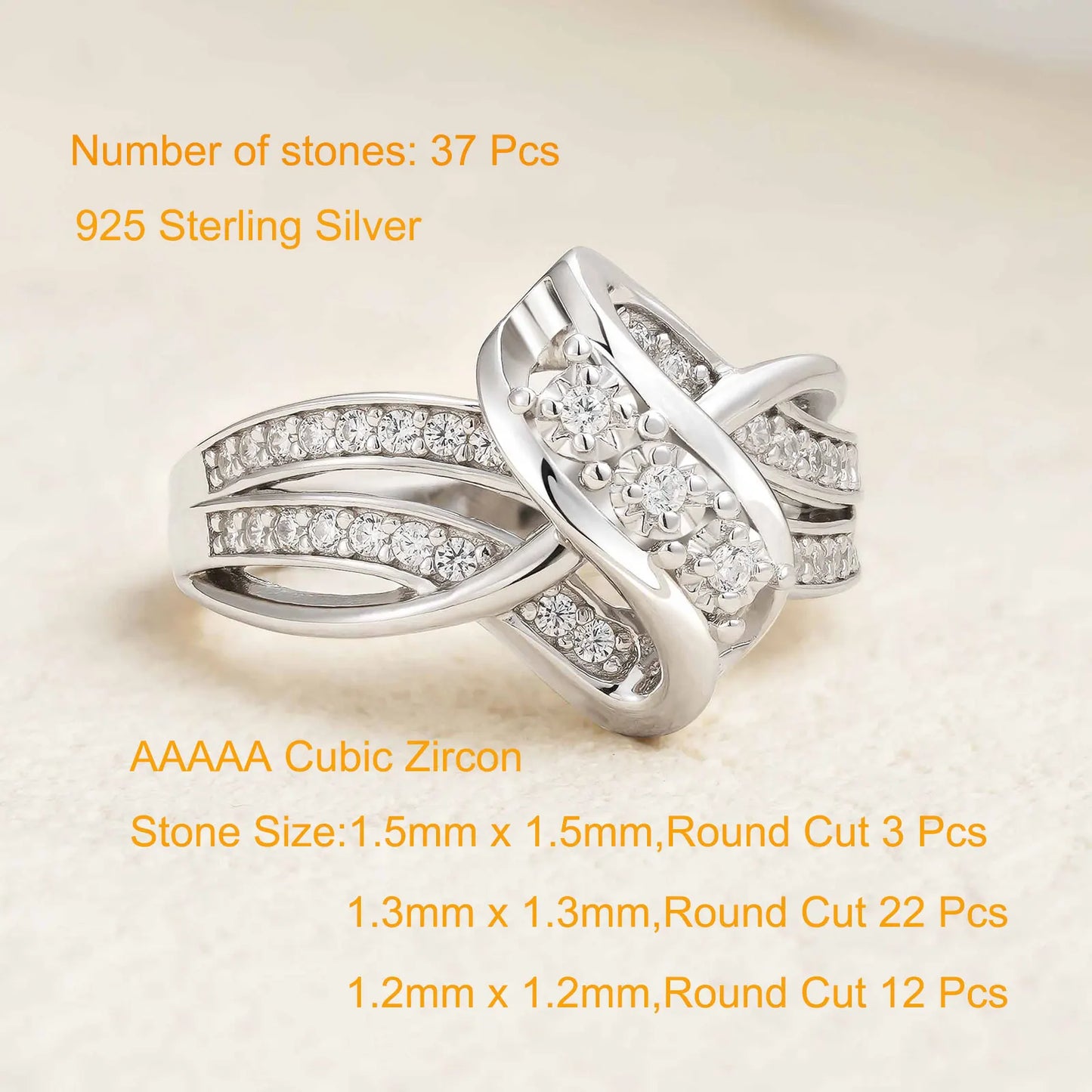 Newshe 925 Silver Engagement Rings for Women Unique Knot Brilliant AAAAA Cubic Zircon Statement Ring