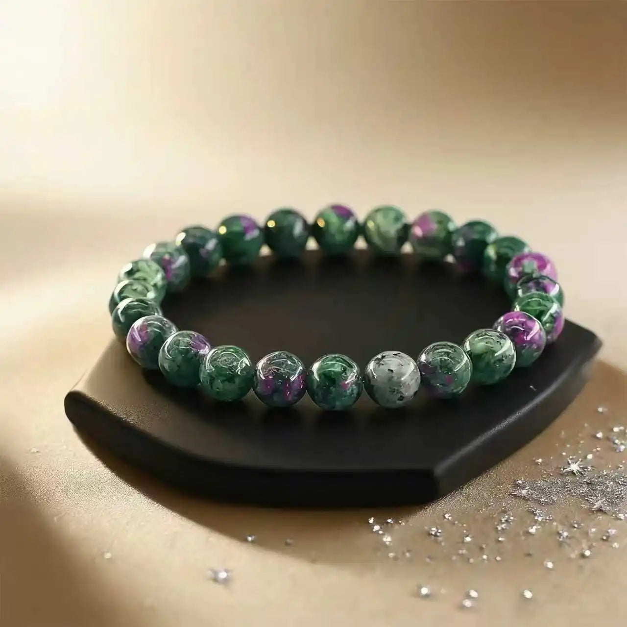 Red and green natural gemstones, aiding in attracting wealth and good fortune, bringing continuous luck couple bracelet