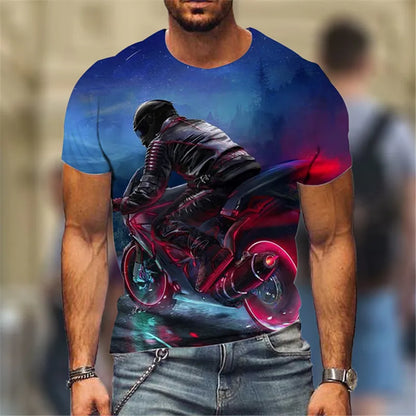 Fashion Street Motorcycle Men T-Shirts Hot Selling Locomotive Pattern 3D Printed Short Sleeve Tees Moto & Biker Hip Hop Man Tops