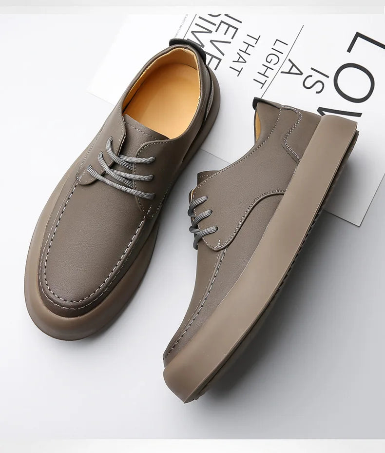 2026 Men Brogue Casual Shoes Men Genuine Leather Shoes Work Boots Business Casual Sneakers Work Personalized Fashionable Shoes