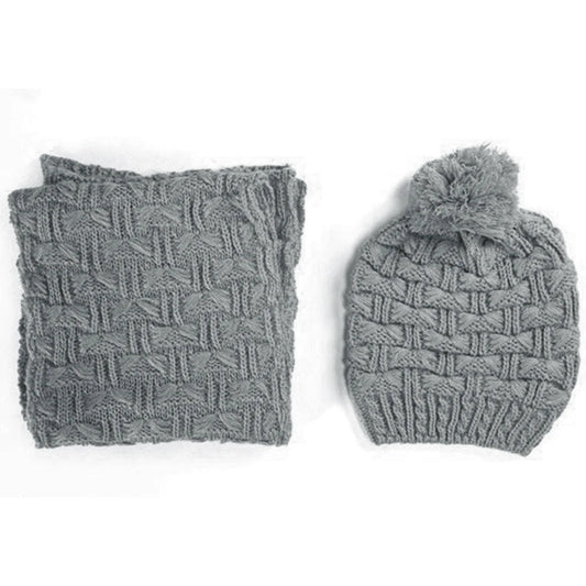 2Pcs/set Women Girls Pom Pom Beanie Skull Cap Hats Scarf Winter Autumn Sports Warm Ski Hat