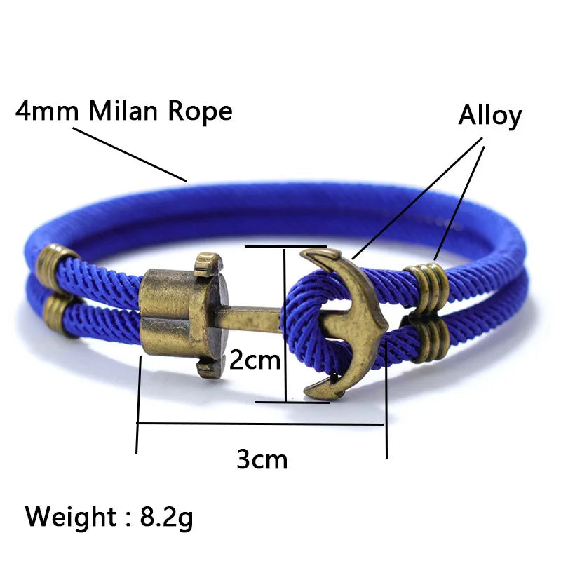 New Men Bracelet Rope Bronze Bilayer Easy Hook Nautical Braclet Gift For Him Beach Surfer Jewelry Accessories Pulsera Hombre