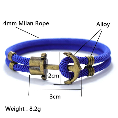 New Men Bracelet Rope Bronze Bilayer Easy Hook Nautical Braclet Gift For Him Beach Surfer Jewelry Accessories Pulsera Hombre