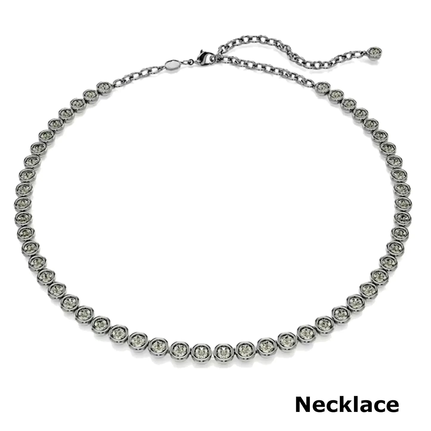 Original 2026 New Black Crystal Geometry Necklace Fine Jewelry Set Open Ring Necklace Earring Charms Black Jewelry for Women