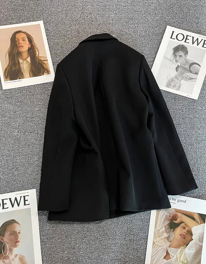 Autumn Blazer Elegant Women's Jacket Chic Casual Double Breasted Suit Korean Winter Fashion Coats Slim Fit Office Lady Outwear