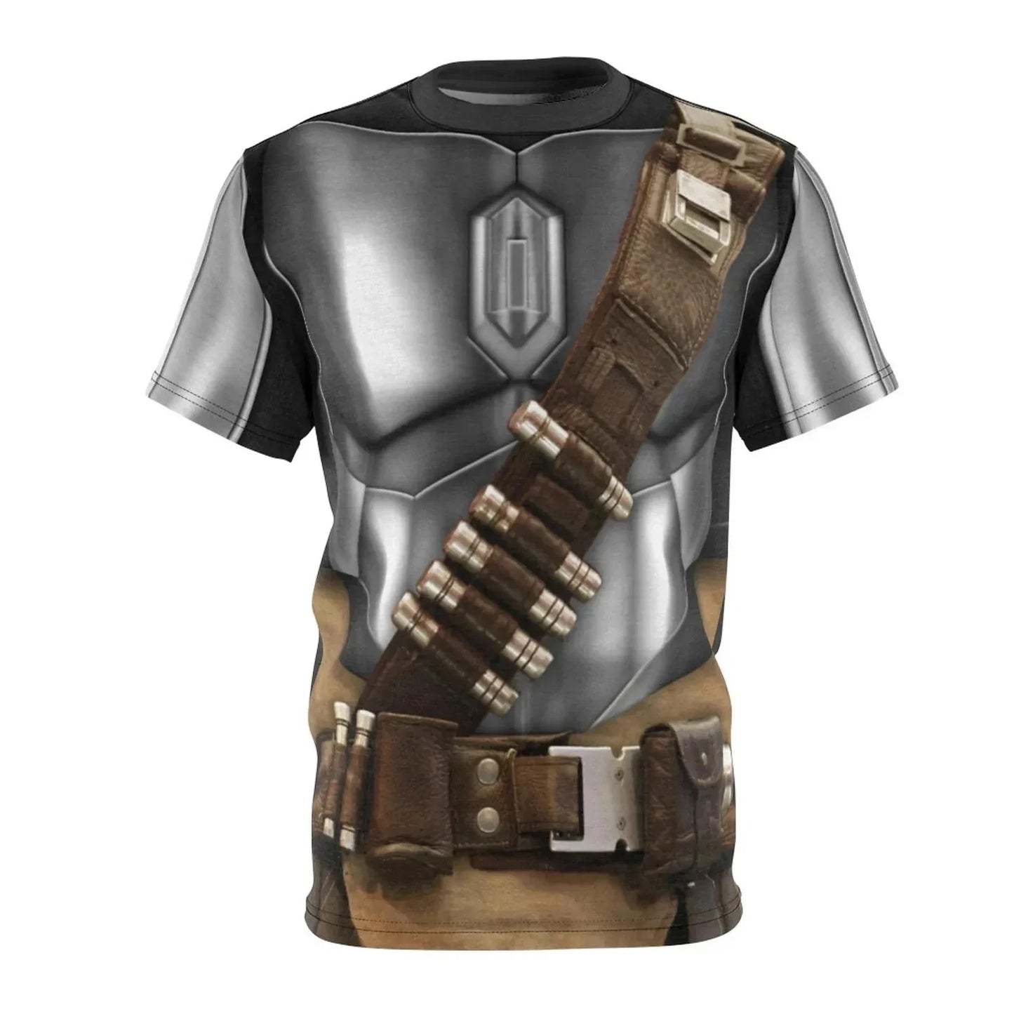 Fun Cosplay 3D Printed Armor Jacket For Men Personality Street Hip Hop Crew Neck Short Sleeve Avant-garde Cowboy Warrior T-shirt