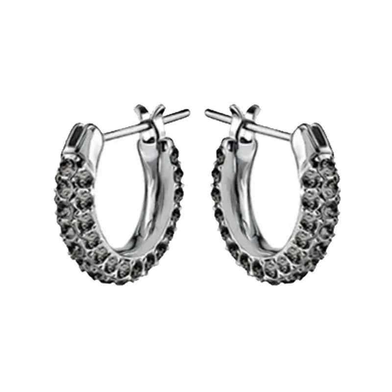 Original 2026 New Black Crystal Geometry Necklace Fine Jewelry Set Open Ring Necklace Earring Charms Black Jewelry for Women