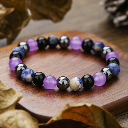Meetvii Handmade 8mm Onyx Natrual Stone Beaded Bracelets for Women Men Hematite Healing Braslet Cadeau Homme Leisure Jewelry