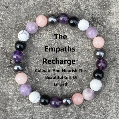 Black Tourmaline Bracelet Rose Quartz White Howlite Hematite Round Crystals Bracelet Women Men Gift for Nana Jewellery