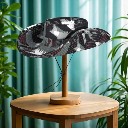 Stylish Camo Wide Brim Sun Hat for Women Outdoor Fishing Hiking Camping Climbing Safari Hat with Adjustable Chin Strap