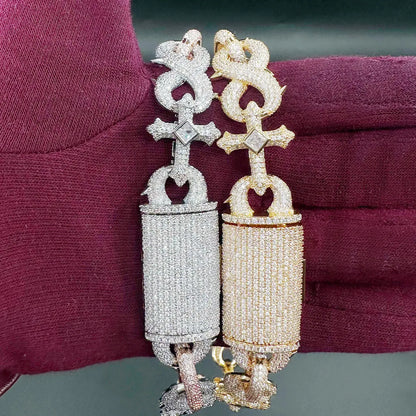 Prong Chain Iced Out Cross Infinity Necklace for Men Choker Real Gold Plated Hip Hop Jewelry