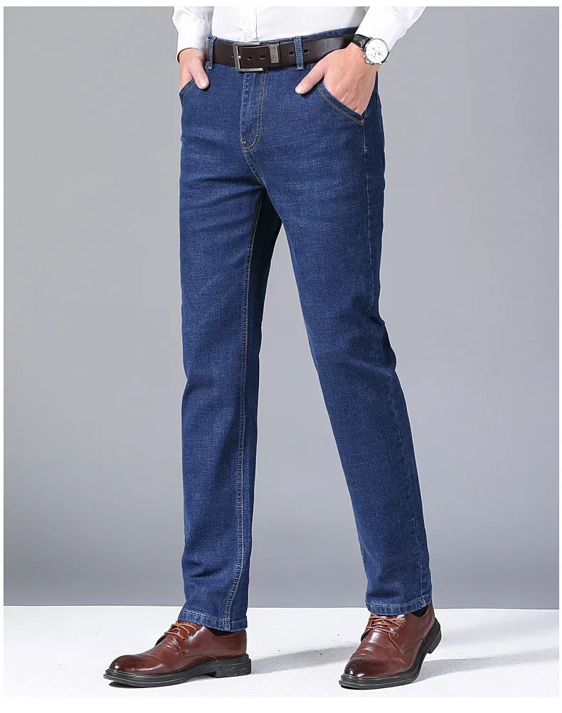 Autumn new men's micro elastic straight leg denim pants with shape and skin friendly business men's pants in multiple sizes