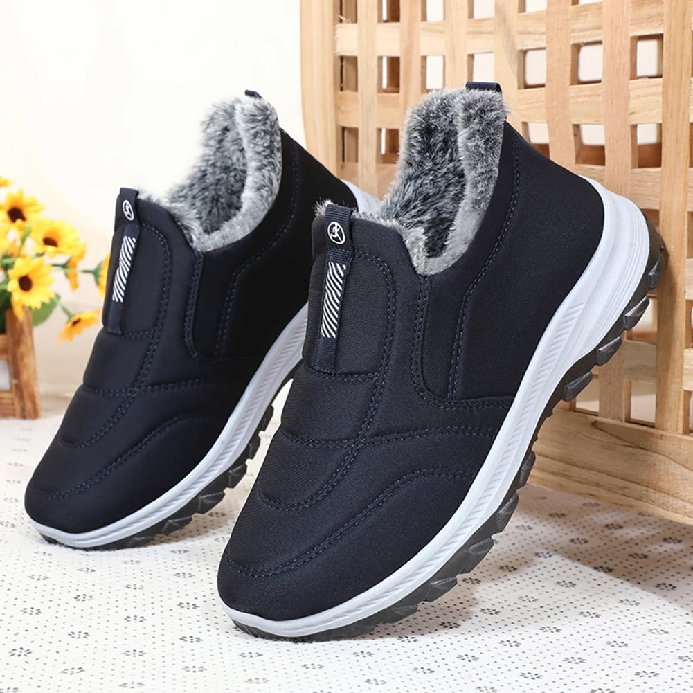 Warm Walking Shoes Lightweight Thermal Ankle Boots Comfortable Slip On Sneakers Winter Thick Fur Shoes for Outdoor Sports