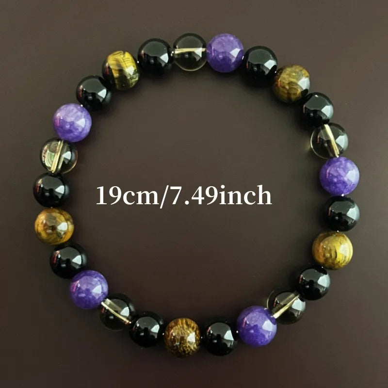 Cross-border bestseller Tiger's Eye stone tea crystal amethyst fashionable natural stone beaded bracelet, gift bracelet