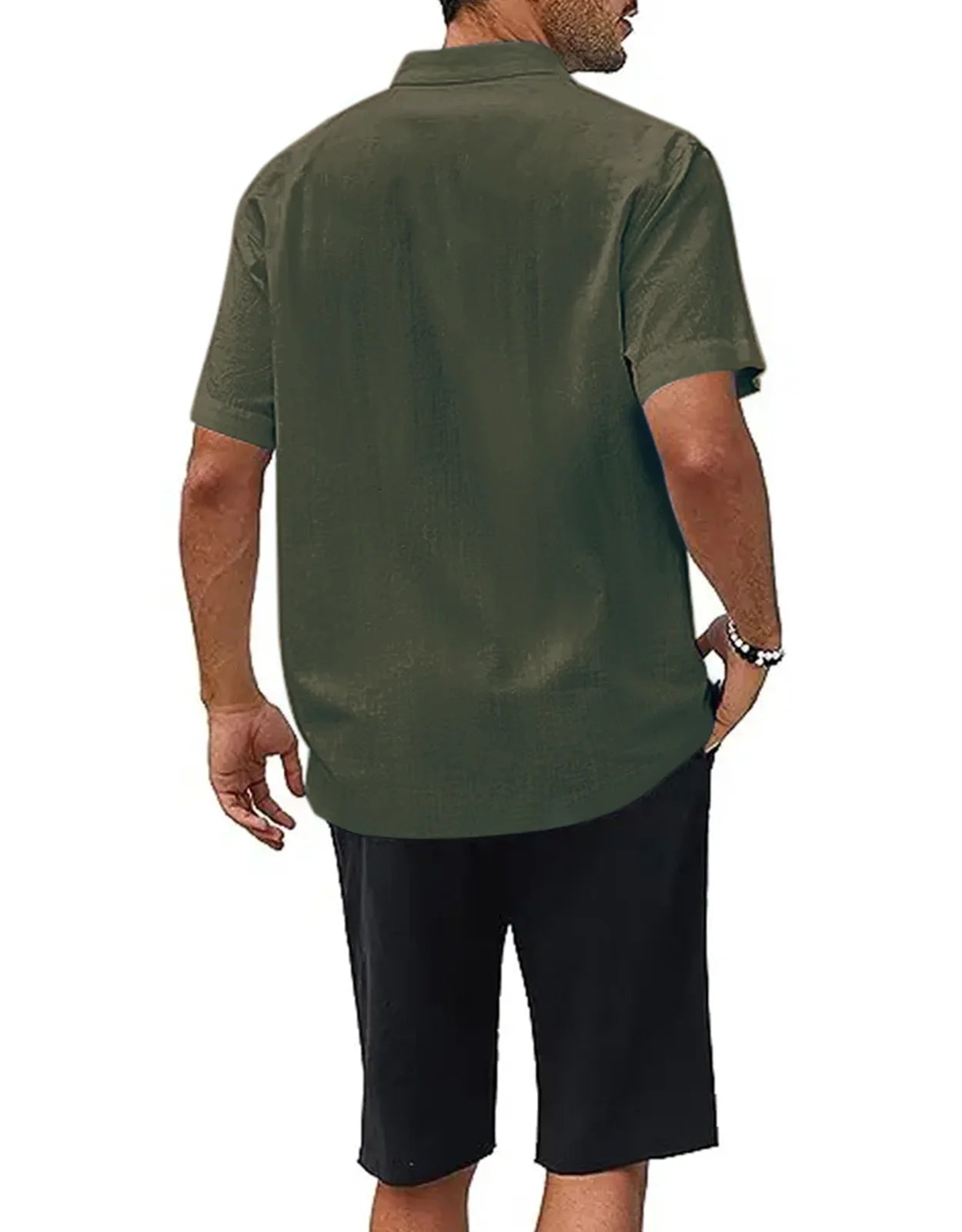 Men's Plus Size Short Sleeve Shirts Cotton Linen Henley Shirts Lightweight Vacation Collar Beach Shirts  Hawaiian T Shirt