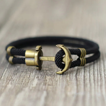 New Men Bracelet Rope Bronze Bilayer Easy Hook Nautical Braclet Gift For Him Beach Surfer Jewelry Accessories Pulsera Hombre