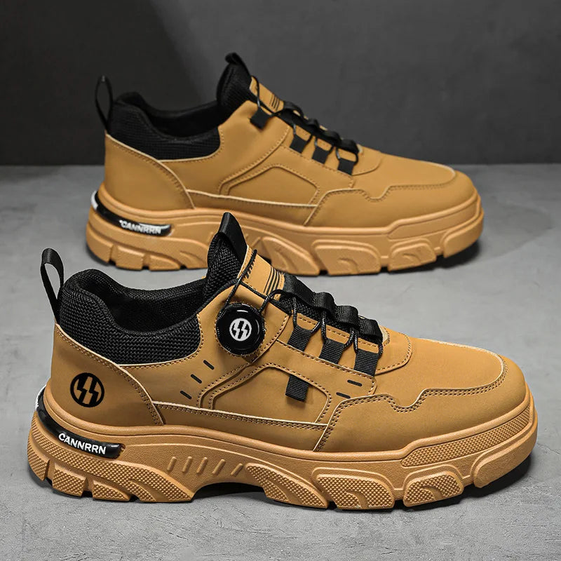 Autumn Men's Sneakers 2026 New Breathable Casual Shoes for Men Buttons Platform Vulcanzed Sneakers Shoes Non-slip Safety Shoes