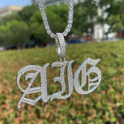 Bubble Letter Old Vintage English Font Customized Name Necklace for Women Personalized Cursive Pendant Hip Hop Jewelry