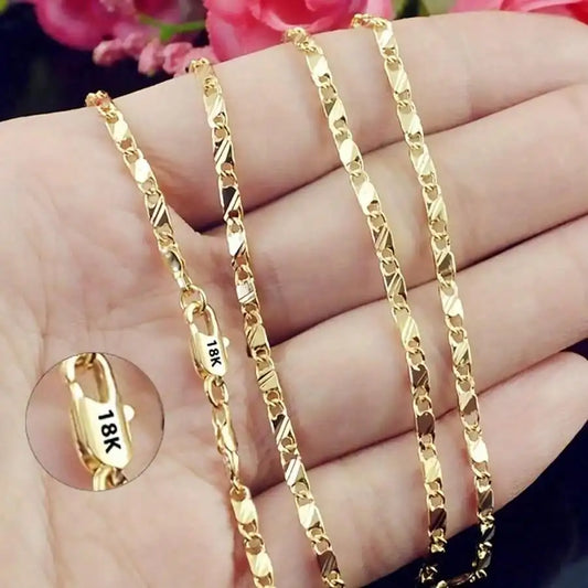 18K Gold Filled Chain Necklace for Women and Men, 16-30 Inch Adjustable Link Design