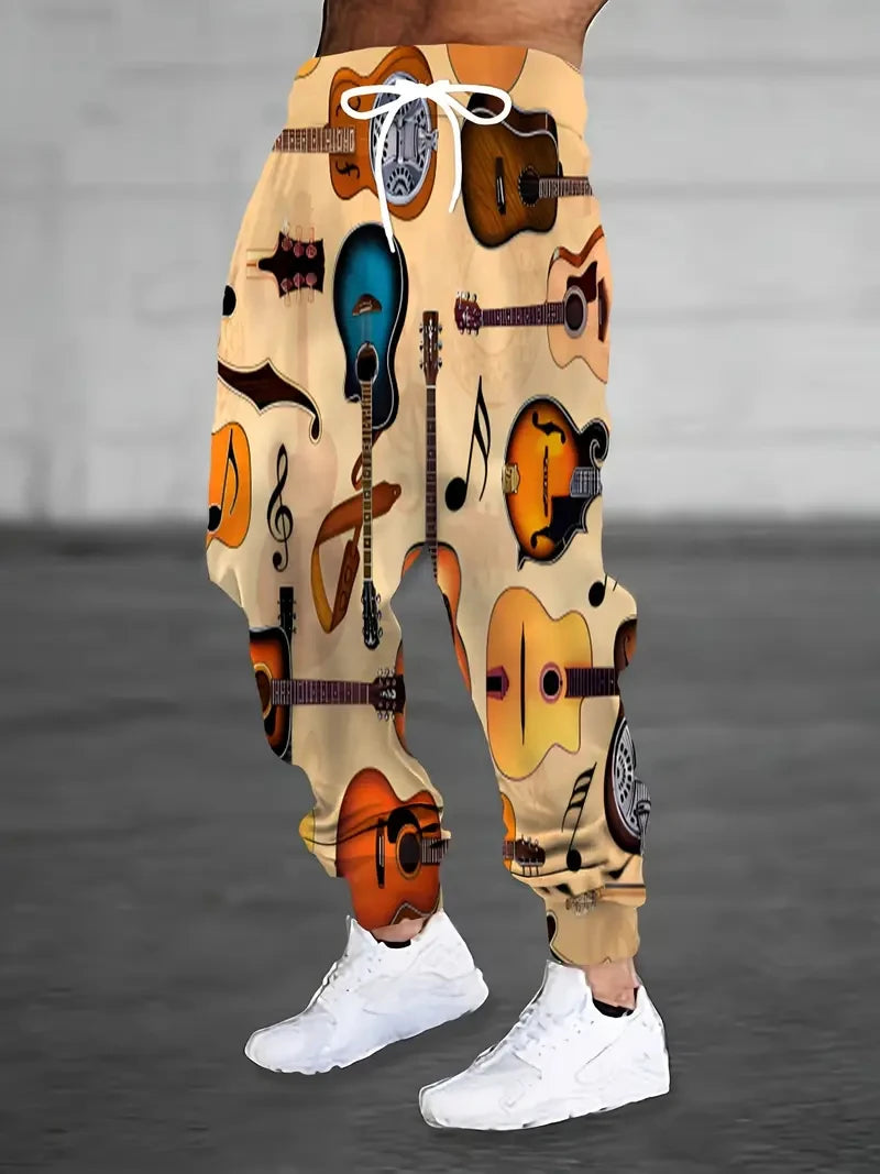 2025 new men's casual pants 3D American Patriot printed jogging pants 100% polyester light elastic rope with pocket sports pants