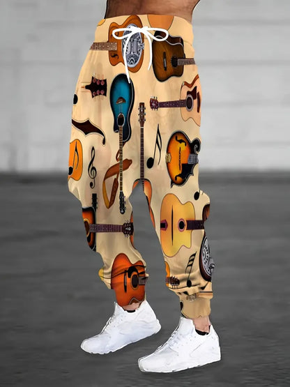 2025 new men's casual pants 3D American Patriot printed jogging pants 100% polyester light elastic rope with pocket sports pants