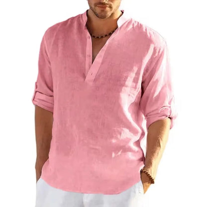 Autumn Men's Long Sleeve Tshirts Solid Color Loose Casual Tops Breathable Lightweight Shirt Men Cotton Mens Designer Streetwear