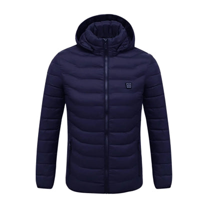 Winter Women Usb Heating Jackets Smart 8 Heated Stand Collar Hooded Warm Eletric Coat Thick Short Puffer Jakcet For Men Women