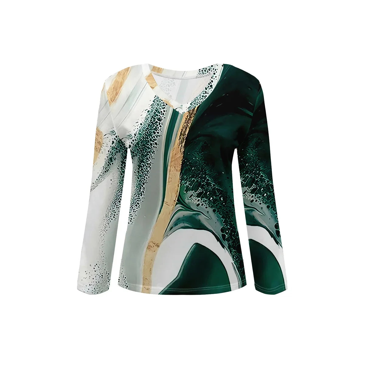 Summer new fashion 2025 women's casual long-sleeved printed T-shirt