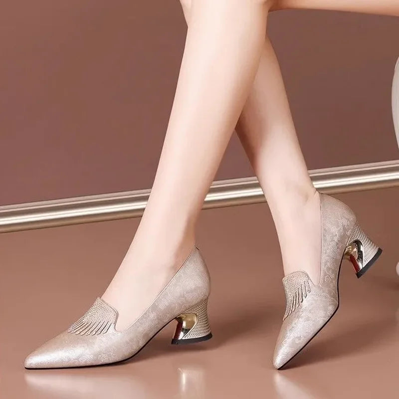 Cresfimix Lady Cute Silver High Quality Spring Slip on High Heel Shoes Women Golden Comfortable Shoes Mujer Tacones Altos E5052