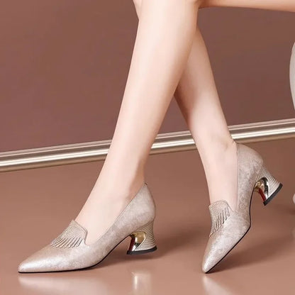 Cresfimix Lady Cute Silver High Quality Spring Slip on High Heel Shoes Women Golden Comfortable Shoes Mujer Tacones Altos E5052