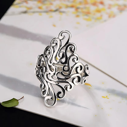 Sam Panda 925 Sterling Silver Rings For Women Men Fine Jewelry Finger Adjustable Open Vintage Chain Ring For Party Birthday Gift