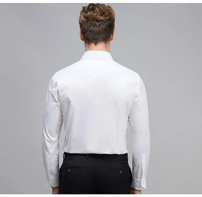Men's Classic Long Sleeve Standard-fit Dress Shirts Formal Business Social Simple Basic Design White Work Office Casual Shirt