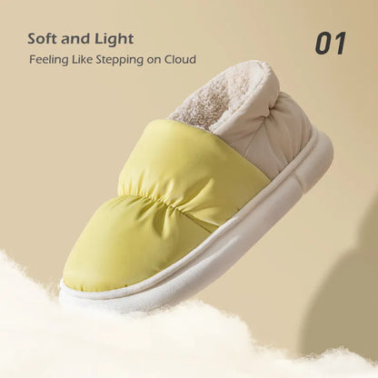 Big Size 48 49 Winter Warm Slippers Men Down Waterproof Soft Bottom Home Shoes Plush Women Indoor House Couples Anti Slip Slides
