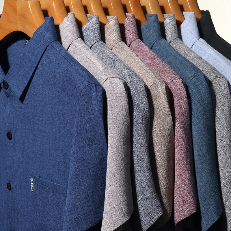 New Men's Business Casual Short Sleeved Printed Shirt with Wrinkle Resistance No Ironing Comfortable All Season Versatile Top