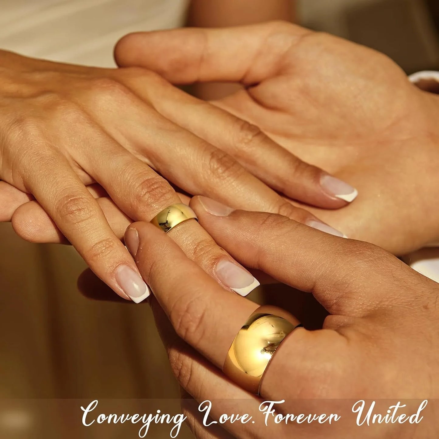 14K Gold Plated Ring for Women Men Thick Thin Pinky Thumb Ring Wedding Band Ring Non Tarnish Plain Domed Comfort Fit Size 6 -10