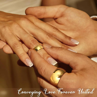 14K Gold Plated Ring for Women Men Thick Thin Pinky Thumb Ring Wedding Band Ring Non Tarnish Plain Domed Comfort Fit Size 6 -10