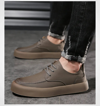 2026 Men Brogue Casual Shoes Men Genuine Leather Shoes Work Boots Business Casual Sneakers Work Personalized Fashionable Shoes