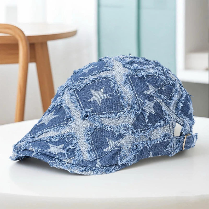 Vintage Plaid Wool Blend Ivy Cap for Women Men Retro Style Flat Cap Newsboy Hat with Adjustable Buckle Strap