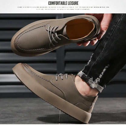 2026 Men Brogue Casual Shoes Men Genuine Leather Shoes Work Boots Business Casual Sneakers Work Personalized Fashionable Shoes